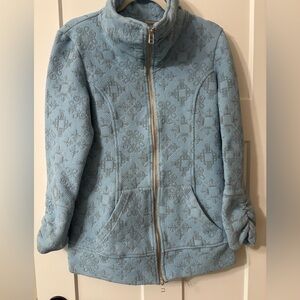 Tonia Debellis Molly Blue and Grey embossed  Patterned Jacket‎ Size L